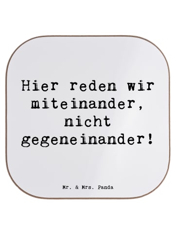 Mr. & Mrs. Panda Untersetzer Spruch Konflikte friedlich lösen mi... in Weiß