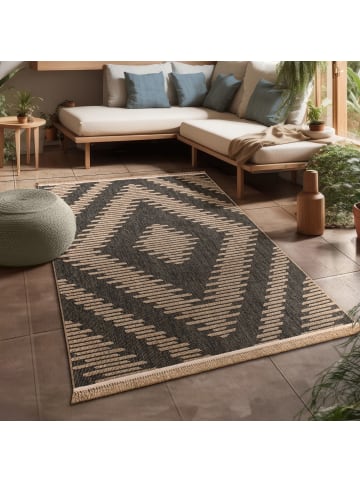 KADIMA DESIGN Outdoor Teppich Natur Balkon, Terrasse in Anthrazit