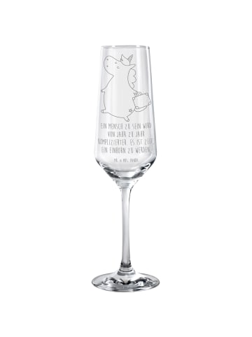 Mr. & Mrs. Panda Sektglas Einhorn Koffer mit Spruch in Transparent