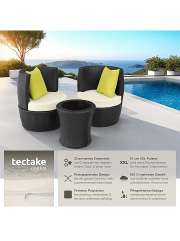 tectake Aluminium Rattan Gartenlounge, stapelbar, mit Sicherheitsglasplatte