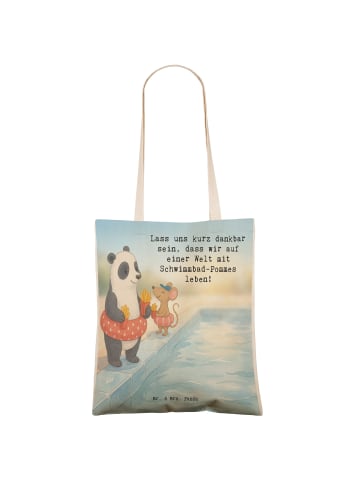 Mr. & Mrs. Panda Umhängetasche Panda Schwimmbad Pommes Design mi... in Weiß