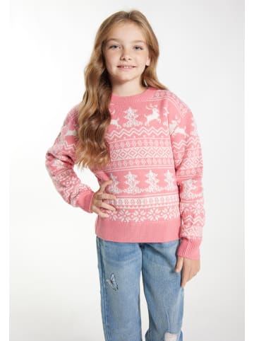 myMo KIDS Mädchen (Kids) Pullover in Pink Weiss