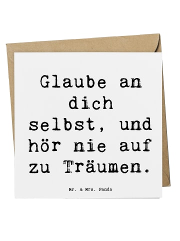 Mr. & Mrs. Panda Einladungskarte Spruch Glaube an sich selbst mi... in Weiß