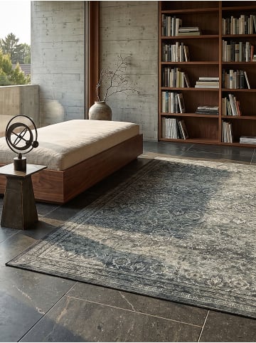 Teppich Kurzflor waschbar VERNANTE Vintage Wohnzimmer Diele in Grün-Grau
