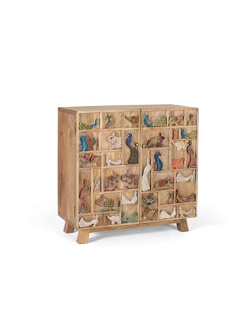 Giner y Colomer Kommode aus natürlichem Mangoholz mit originellen Details in Multicolored