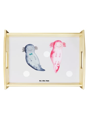 Mr. & Mrs. Panda Holz Tablett Axolotl Freundin ohne Spruch in Grau Pastell