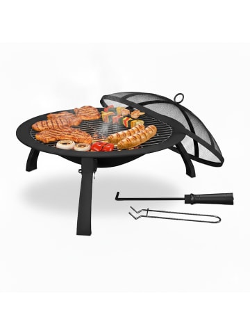 relaxdays Feuerschale in Schwarz - (H)37 x Ø 60 cm