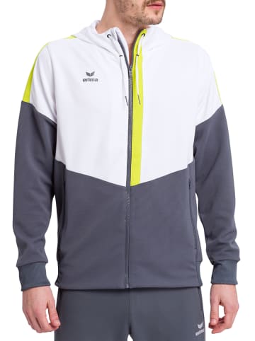 erima Squad Trainingsjacke mit Kapuze in weiss/slate grey/bio lime