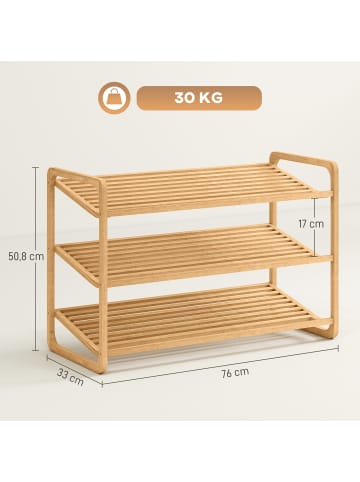 HOMCOM Schuhregal-76L x 33B x 50,8H cm-Naturholz