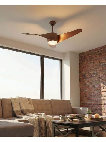 Beliani Deckenventilator mit Licht PARIA in Braun - (W) 118 x (H) 50 x (L) 188 cm