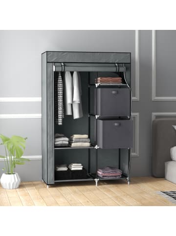 HOMCOM Stoffschrank-102L x 42,5B x 162,5H cm-Dunkelgrau