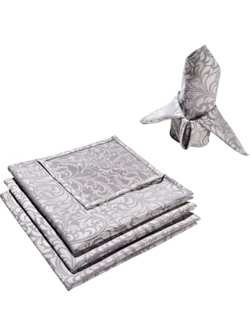 Erwin Müller Jacquard Serviette 4er-Pack Hamm in silber