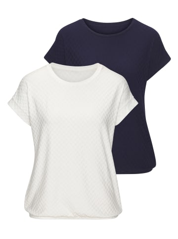 Vivance by Lascana Kurzarmshirt in offwhite, navy
