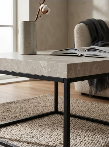KADIMA DESIGN Couchtisch 60x60x38 cm Sandfarben Sofatisch in Stein-Optik Modern, in Beige