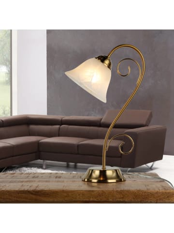 Licht-Erlebnisse Tischlampe (B)16 x (L)22 x (H)43 cm in Mattes Messing Weiß