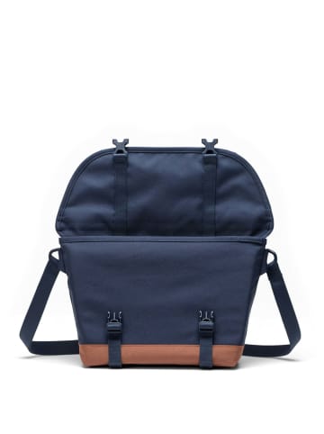 Herschel Cove Messenger - Umhängetasche S 24.5 cm (grid-black) in navy/saddle brown