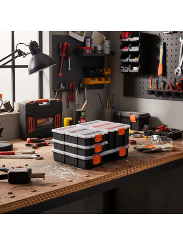 relaxdays 4-tlg. Sortierbox Set in Schwarz/ Orange