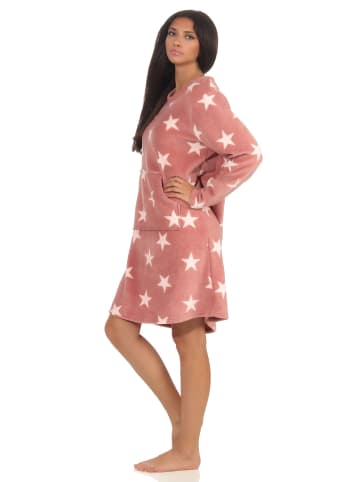 NORMANN Nachthemd Sterne weichem Coral Fleece - 51216 in rosa