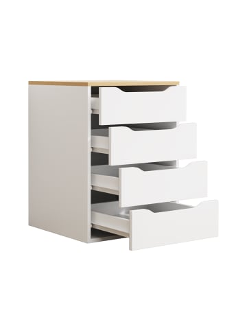 VCM  Holz Nachtschrank Nachttisch Schublade Malira L in Weiß / Honig-Eiche