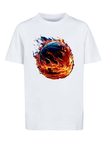 F4NT4STIC T-Shirt Basketball On Fire Sport in weiß