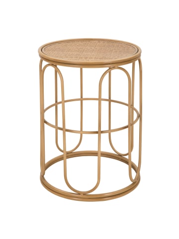 Mauro Ferretti Runder Tisch aus Eisen und braunem Holz, Ø 40 x 55 cm