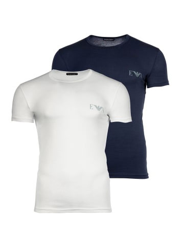 Emporio Armani T-Shirt 2er Pack in Marine/Weiß