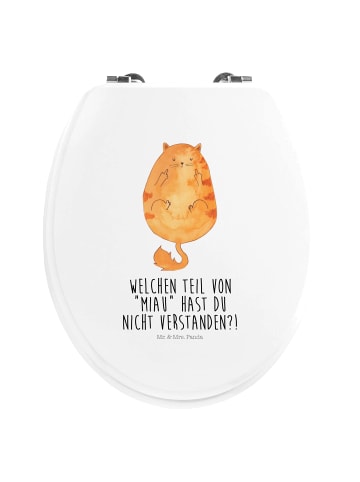 Mr. & Mrs. Panda Motiv WC Sitz Katze Mittelfinger mit Spruch in Weiß