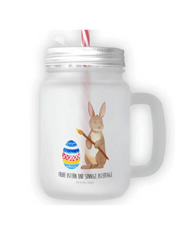 Mr. & Mrs. Panda Trinkglas Mason Jar Hase Eier Malen mit Spruch in Transparent