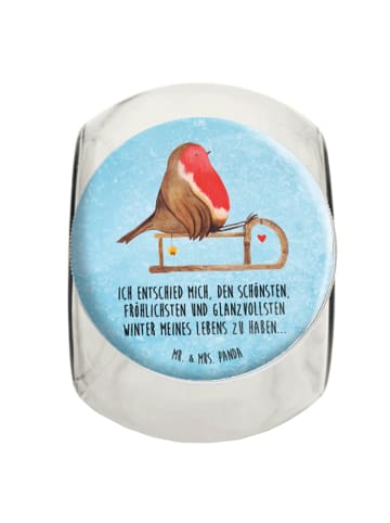 Mr. & Mrs. Panda keksglas Rotkehlchen Schlitten mit Spruch in Eisblau