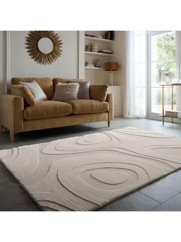 KADIMA DESIGN Hochflor Teppich Struktur Muster, Abstrakt, Schlafzimmer in Ivory