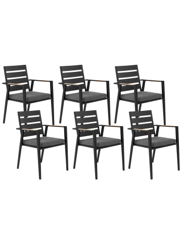 Beliani 12er-Set Gartenstuhl TAVIANO in Schwarz/Grau/Braun