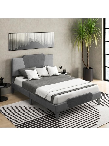 COSTWAY Doppelbettgestell 200 x 140 cm in Grau