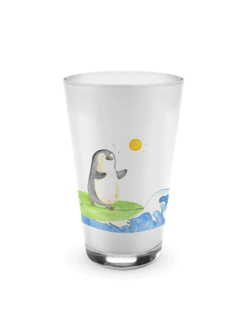 Mr. & Mrs. Panda Glas Pinguin Surfer ohne Spruch in Transparent