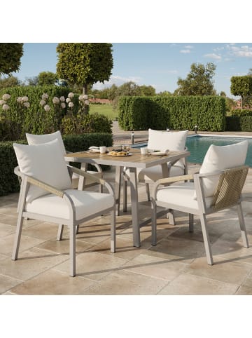 ABRIHOME Gartenmöbel Set in Khaki Beige 5-tlg mit Tisch 4 Stühlen Seildesign