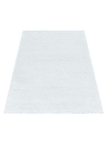 KADIMA DESIGN Teppich Hochflor Shaggy Uni Style Polypropylen Wohnzimmer in Weiß