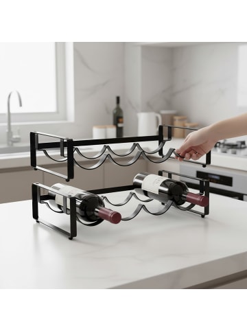 relaxdays Weinregal in Schwarz - (B)40 x (H)9,5 x (T)20 cm