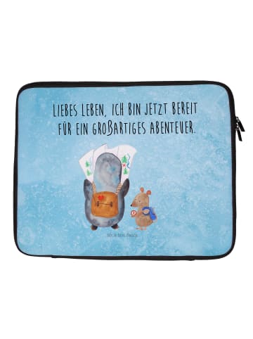 Mr. & Mrs. Panda Notebook Tasche Pinguin & Maus Wanderer mit Spruch in Eisblau