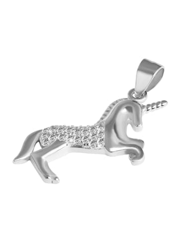Adeliás Damen Anhänger – Einhorn Anhänger aus 925 Silber mit Zirkonia in silber