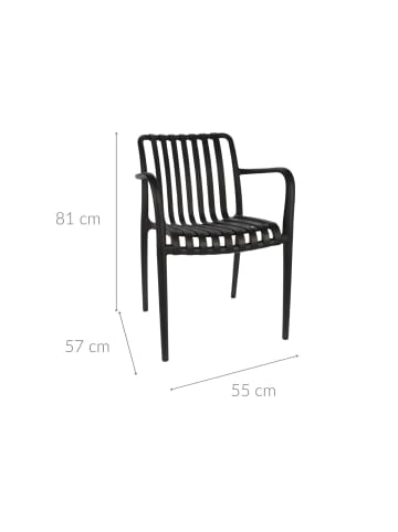 Ambiance Gartenstuhl aus Kunststoff in Schwarz, (B) 55 x (H) 81 x (L) 57 cm
