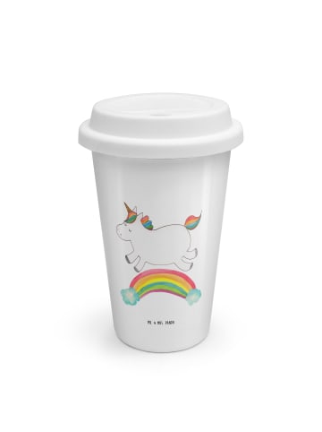 Mr. & Mrs. Panda Thermo Kaffeebecher Einhorn Regenbogen ohne Spruch in Weiß
