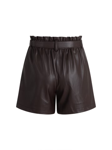 Zero  Shorts Lederoptik mit Bindegürtel in Chocolate Plum