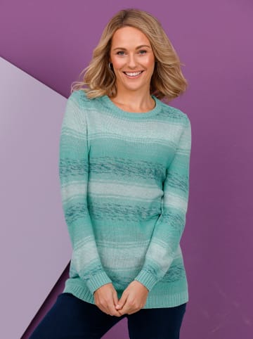 Sieh an! Longpullover in aquapetrol-blaugrün-gemustert