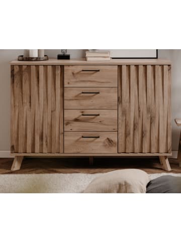 Furn.Design Kommode Eiche 127 cm, Sideboard mit viel Stauraum und Push-to-Open