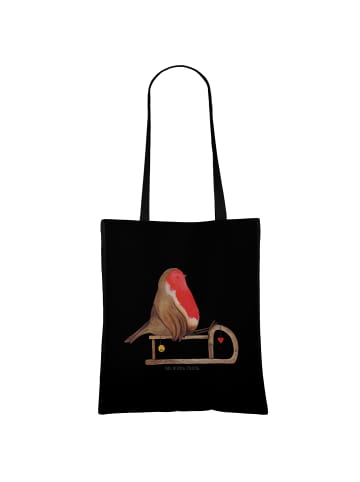 Mr. & Mrs. Panda Jutebeutel Rotkehlchen Schlitten ohne Spruch in Schwarz