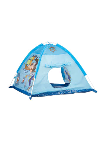 relaxdays Spielzelt Pirat in Blau - (B)118 x (H)90 x (T)115 cm