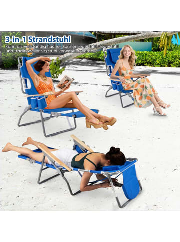 COSTWAY Campingstuhl mit Fußteil Strandstuhl in Blau