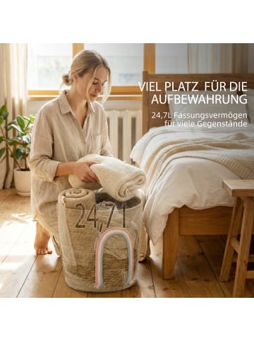 HOMCOM Aufbewahrungskorb in Naturholz 30L x 30B x 35H cm