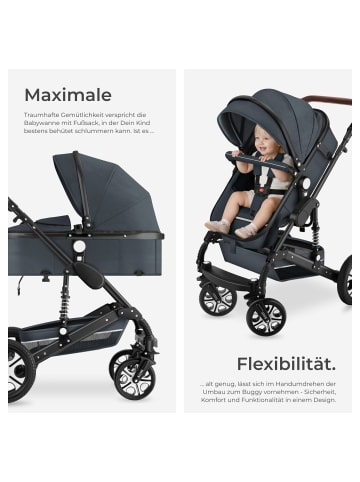 tectake 2-in-1 Kinderwagen, 0–36 Monate, bis 15 kg, klappbar, 5-Punkt-Gurt