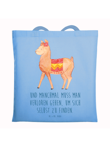 Mr. & Mrs. Panda Tasche Alpaka Stolz mit Spruch in Sky Blue
