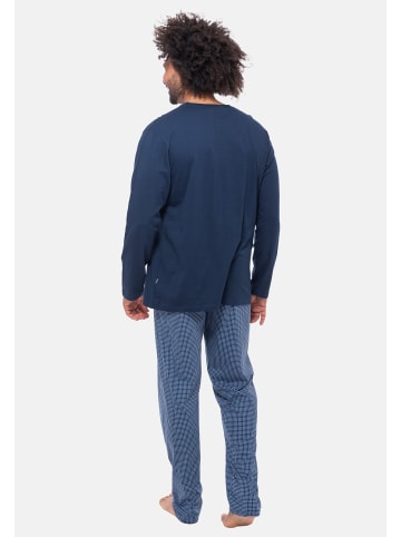 Ammann Schlafanzug Night & Home Cotton in Blau